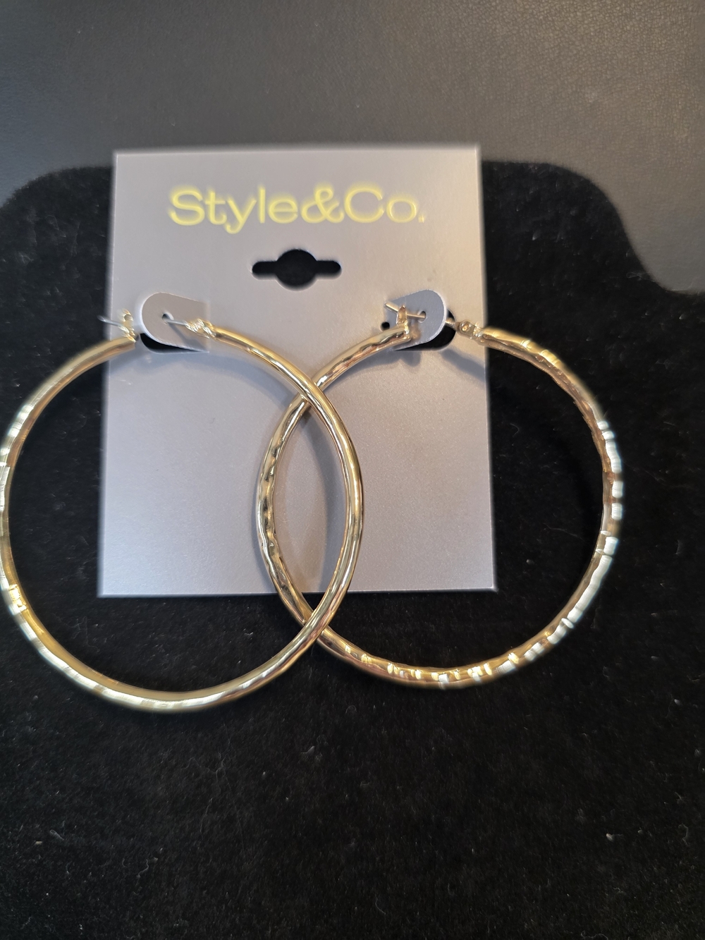 #292 Style & Co. Shiny Gold Textured Hoop Earrings